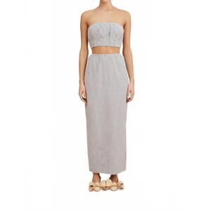 NEW POSSE mira strapless crop top in gingham black-cream